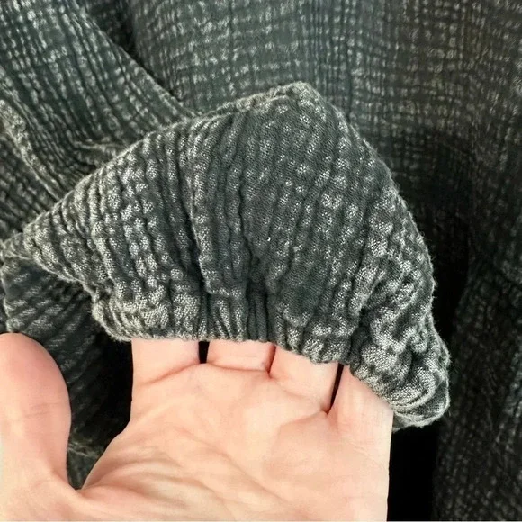 NWT LACAUSA Gauze Black Mineral Wash Organic Cotton Long Sleeves Dress Sz M - Picture 4 of 14